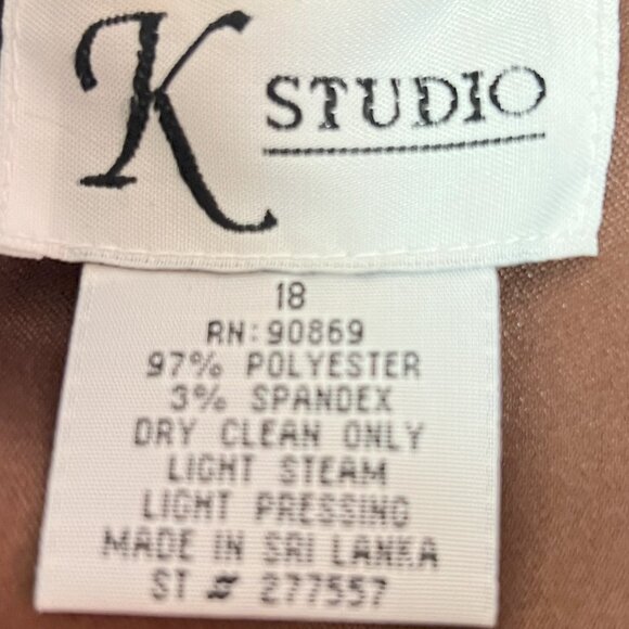 #206 K Studio Brown Tan Button-Down Dress Shirt Size 18 - Picture 5 of 6